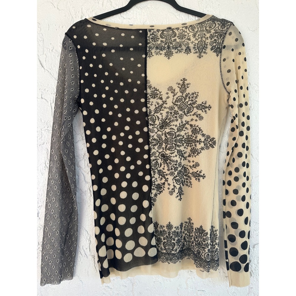 FUZZI Jean Paul Gaultier Y2K Mesh Sheer Top Polka Dot Medium Avant Garde - Picture 4 of 6